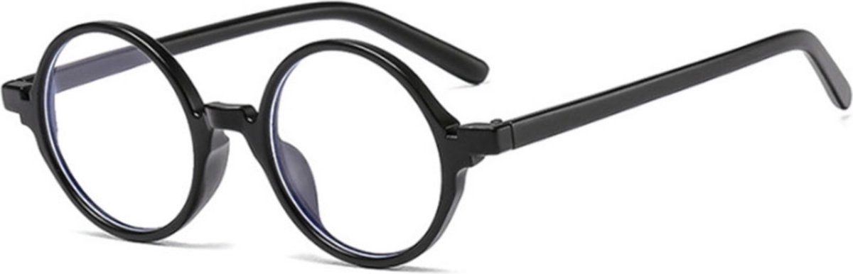 Blauw licht bril - Rond druppelvormig - Minimalistische stijl - Zwart