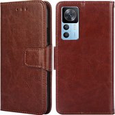 Mobigear Telefoonhoesje geschikt voor Xiaomi 12T Pro Hoesje | Mobigear Wallet Bookcase Portemonnee | Pasjeshouder voor 3 Pasjes | Telefoonhoesje voor Pinpas / OV Kaart / Rijbewijs - Bruin