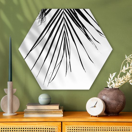 Décoration murale Hexagone - Décoration murale en plastique - Tableau Hexagone - Palmier - Été - Feuilles - Tropical - 75x65 cm