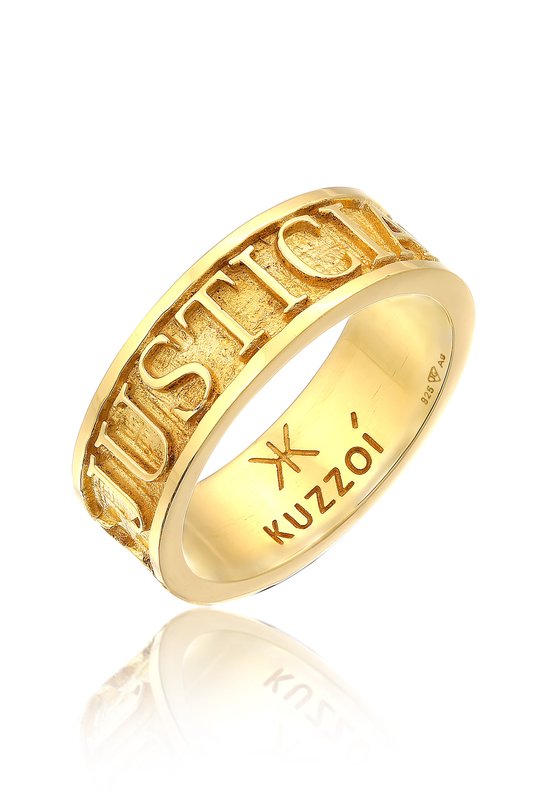 KUZZOI Heren Ring Heren Band Belettering Massief in 925 Sterling Zilver