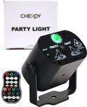 Lumière de fête Cheroy noire avec télécommande et boîte, allumée en vert clair.