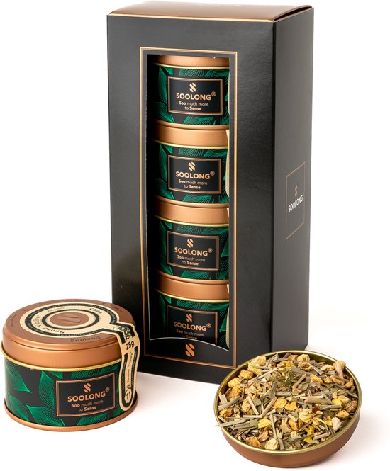 Soolong Sense Nr1 Exclusief geschenkset kruidenthee, met vier heerlijke losse theeën, uit China, Malawi, Japan en Zuid Afrika - Assortiment 4stuks