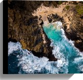 WallClassics - Toile - Vue de dessus de la plage - 30x30 cm Photo sur toile (Décoration murale sur toile)