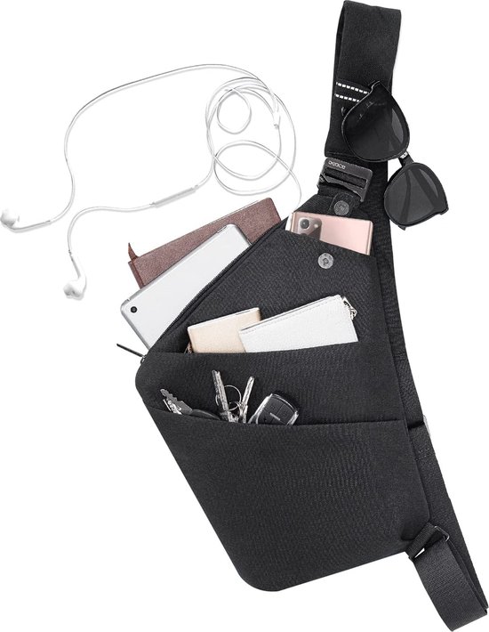 OSOCE Sacoche Homme Bandoulière Antivol - Sac Poitrine Léger Multi-Fonction Imperméable Noir