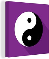 Une illustration du logo Yin et Yang avec une toile de fond violet 50x50 cm - Tirage photo sur toile (Décoration murale salon / chambre)