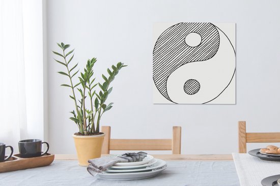 Une illustration d'une toile du logo Yin et Yang esquissée 50x50 cm - Tirage photo sur toile (Décoration murale salon / chambre)