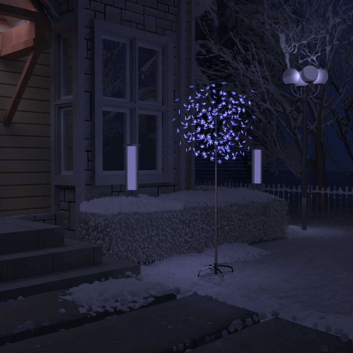 Prolenta Premium - Kerstboom 200 LED's blauw wit licht kersenbloesem 180 cm