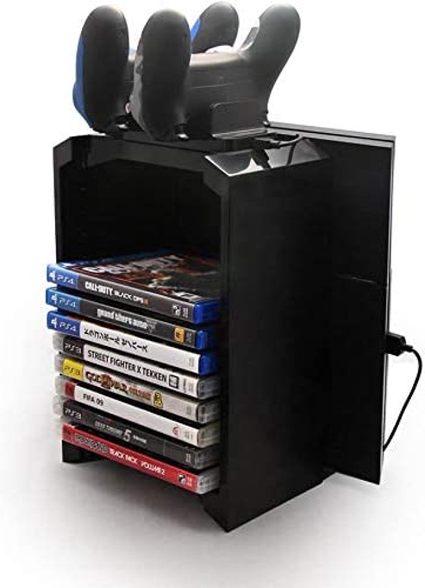 Hoogwaardige multifunctionele game opbergrek met oplaadstation geschikt voor Sony Playstation 4 controller laadstation - gamen game accessoires