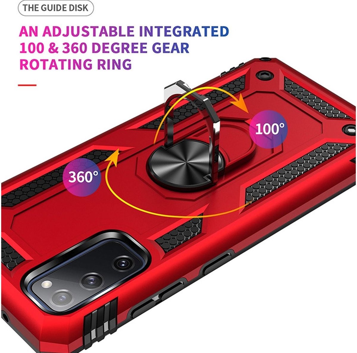 Mobigear Hoesje geschikt voor Samsung Galaxy S20 FE Telefoonhoesje Hardcase | Mobigear Armor Ring Backcover Shockproof met Ringhouder | Schokbestendig Galaxy S20 FE Telefoonhoesje | Anti Shock Proof - Rood