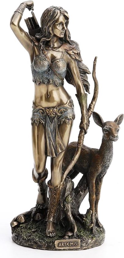 Veronese Design - Statue en bronze de la déesse grecque Artemis de la chasse - Très détaillée et belle - (hxlxd) environ 25cm x 12cm x 11cm
