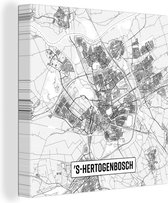 Plan de la ville 's-Hertogenbosch toile 2cm - Carte 50x50 cm - Tirage photo sur toile (Décoration murale salon / chambre)
