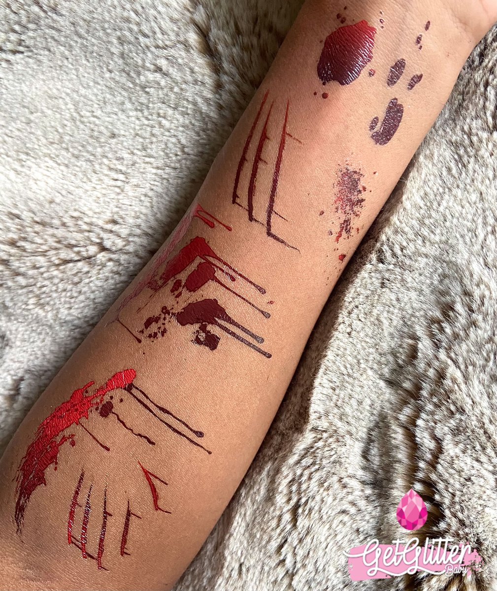 GetGlitterBaby® - Bloed Tattoo Halloween Decoratie Versiering / Carnaval Schmink Make Up Plak Tattoos / Tijdelijke Tattoo / Nep Tatoeage - Bloed — afbeelding 7