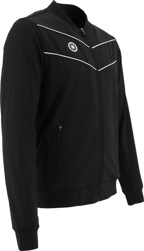 Zwarte trainingsjas van The Indian Maharadja met witte accenten en logo op de borst.