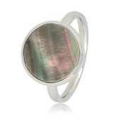 Zilverkleurige ring met ronde zwarte parel - Zilverkleurige ring - zwarte parel - elegant en uniek - Met luxe cadeauverpakking