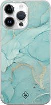Casimoda® hoesje - Geschikt voor iPhone 14 Pro Max - Marmer mint groen - Siliconen/TPU telefoonhoesje - Backcover - Marmer - Mint