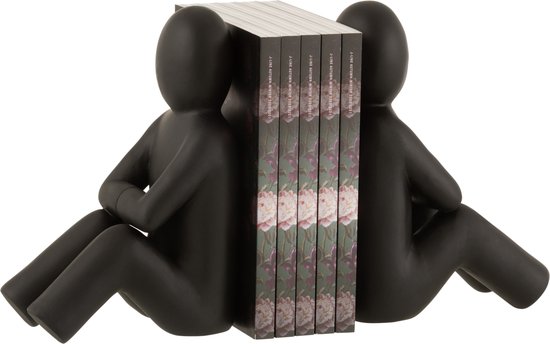 J-Line serre-livre - polyrésine - noir - 2 pcs