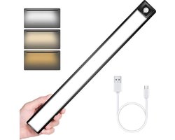 EZMarkt Led verlichting met bewegingssensor - 40CM - Extra Groot - Zwart - Kastverlichting - Draadloos - Trapverlichting - Keukenverlichting - Oplaadbare accu