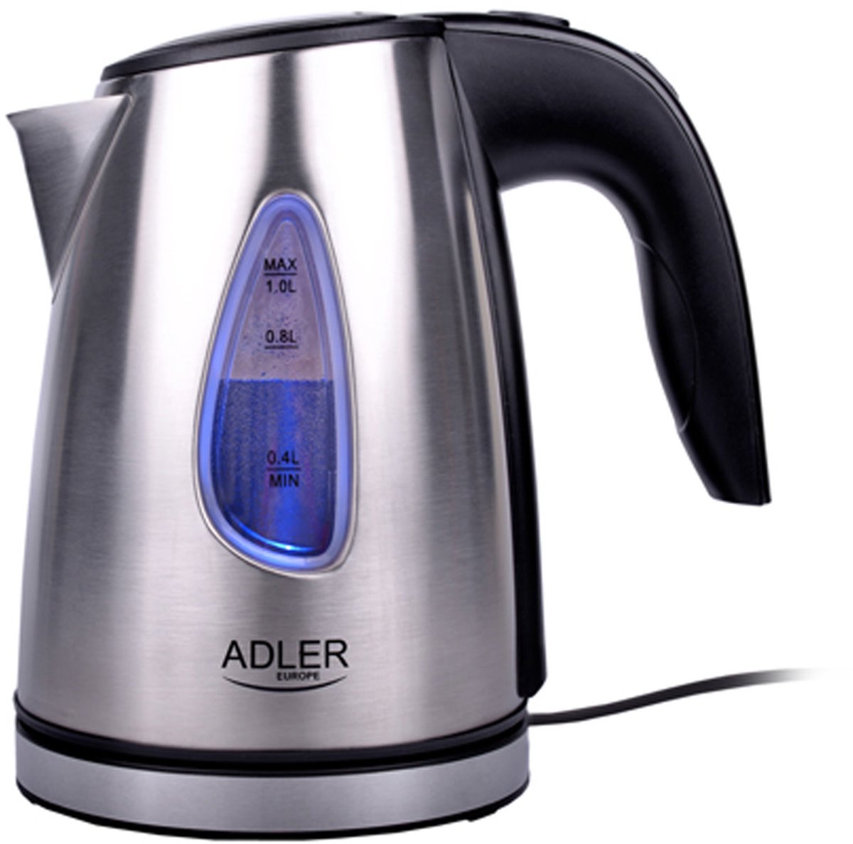 Adler AD 1203 - Elektrische waterkoker - snoerloos - RVS - 1.0 L