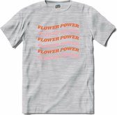 Flower power - T-Shirt - Meisjes - Donker Grijs - Gemêleerd - Maat 12 jaar