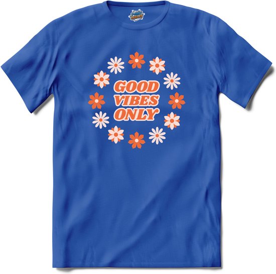 Flower power Good vibes only - T-Shirt - Dames - Royal Blue