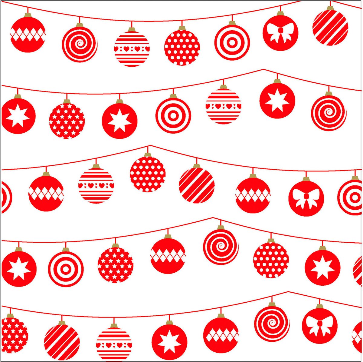J-Line servet Kerstballen - papier - wit/rood - large - 9 pakken van 20