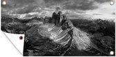 Schuttingposter Alpen bij zonsondergang - zwart wit - 200x100 cm - Tuindoek