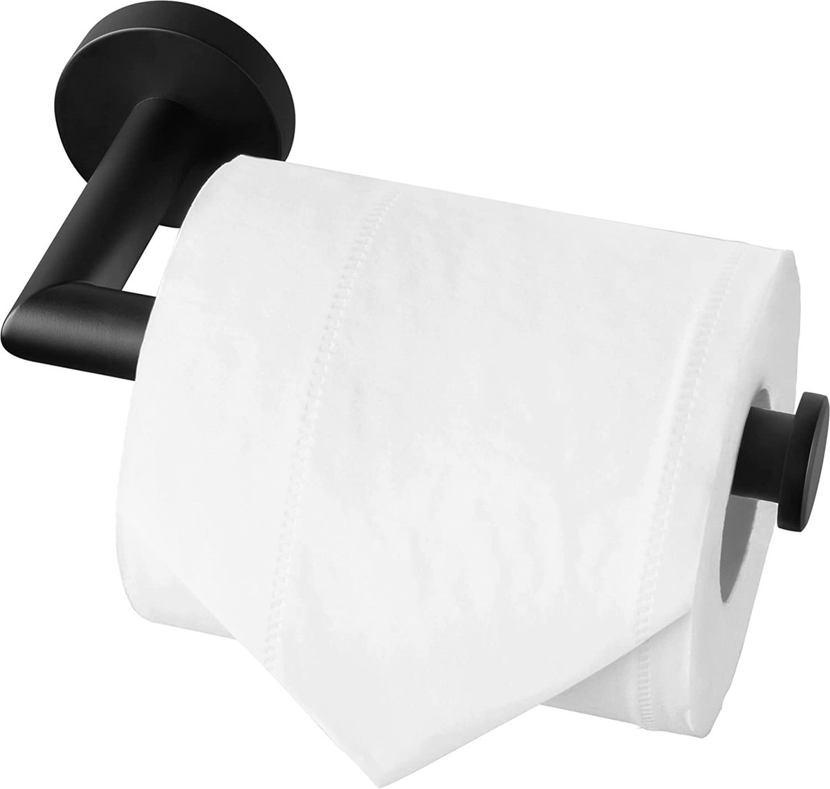 HITSLAM toiletrolhouder, WC roestvrij staal wc-rolhouder voor keuken en badkamer, toilet toiletpapier (mat zwart) (cilinder)