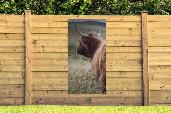 Affiche de clôture Scottish Highlander - Nature - Mer - 100x200 cm - Toile de jardin