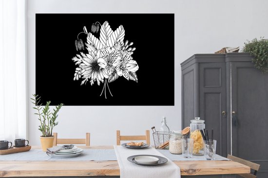 Affiche Vintage - Fleurs - Feuilles - Bouquet - 180x120 cm XXL