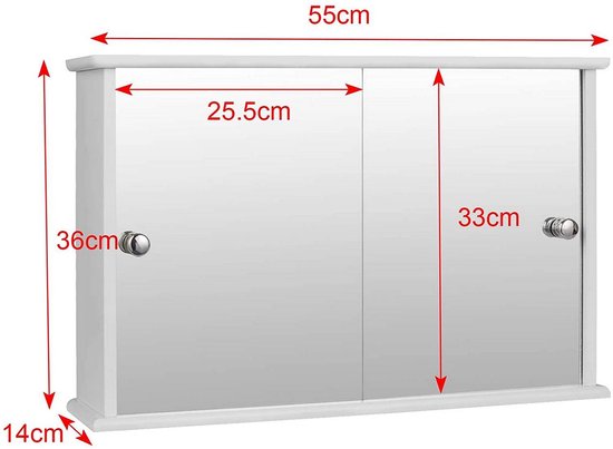 VEVOR - Medicijnkastje - Verstelbaar - 406x128x610mm