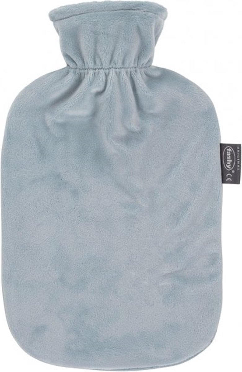 Goedkoopste Fashy - Warmwaterkruik - Velours Effen Grijs Blauwe Hoes