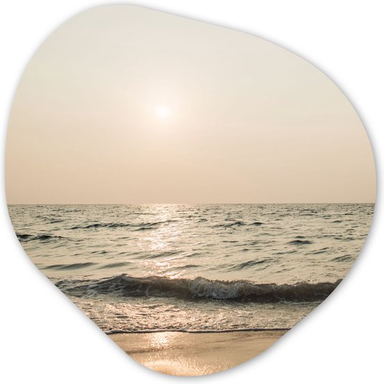 Décoration murale Organique - Décoration murale Plastique - Peinture Organique - Mer - Plage - Soleil - 60x60 cm - Forme miroir organique sur plastique