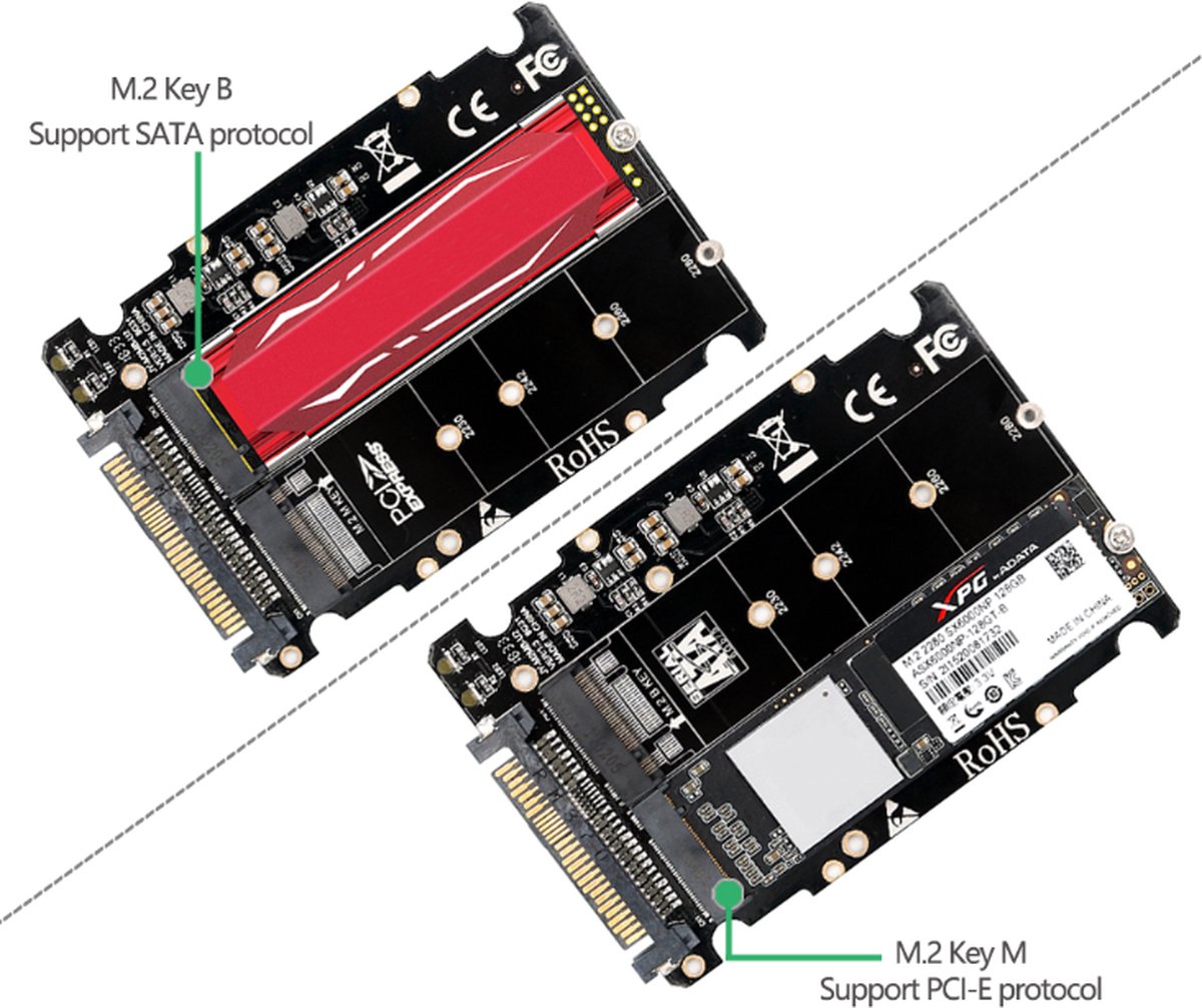 Disque SSD M2 Double NVMe Sata/NGFF M2 SSD vers USB3.1 Adaptateur 10G pour  Disque