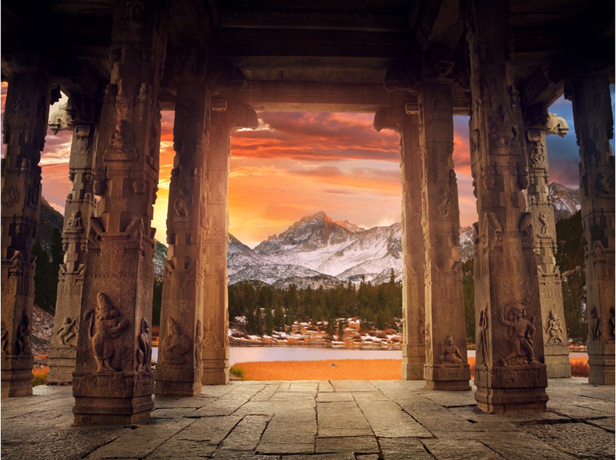 Fotobehang - Trail of rocky temples.