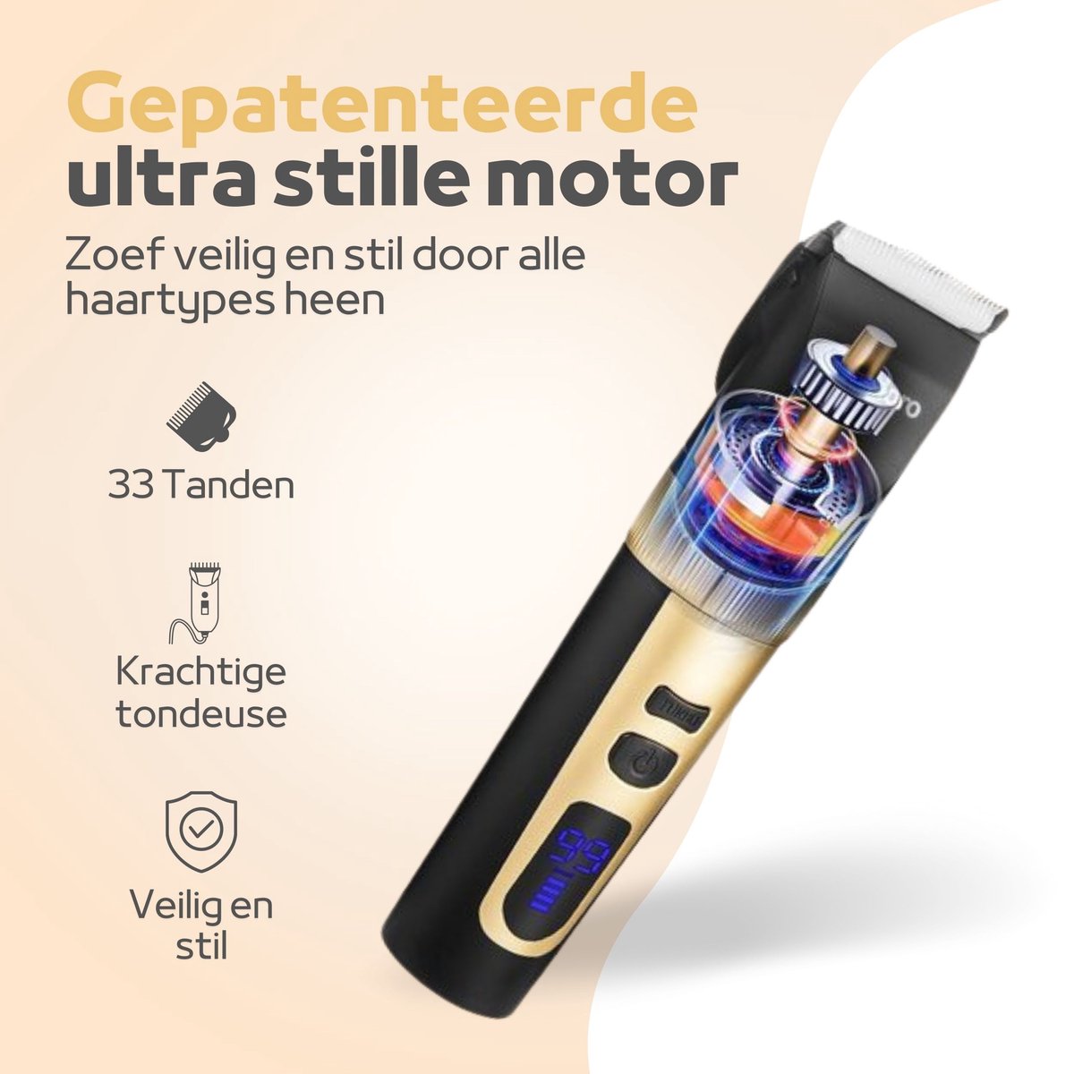 Woodoro Professionele 2-in-1 Hondentondeuse voor Dikke Vacht – Draadloze Honden Tondeuse & Hondentrimmer – Stille Tondeuse Katten & Honden Trimset - Incl. Videohandleiding thumbnail 3