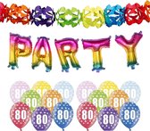Partydeco - 80 jaar feestartikelen pakket slingers/ballonnen/letters