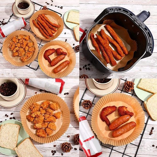 Zetamo AirFryer Bakpapier - AirFryer Bakpapier - Airfryer bakpapier - 50 stuks - airfryer accesoires - Bakpapier - Wegwerp Bakjes 50 stuks - 16cm - heteluchtfriteuse wegwerpbakjes - Geschikt voor elke airfryer - Rond