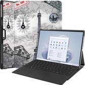 Case2go - Hoes geschikt voor Microsoft Surface Pro 9 - 13 inch Cover - Book Case met Stand Functie - Eiffeltoren