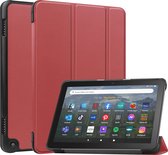 Case2go - Tablet hoes geschikt voor Amazon Fire 8 HD (2022) - 8 Inch Tri-fold cover - Met Touchpad & Stand functie - Donker Rood