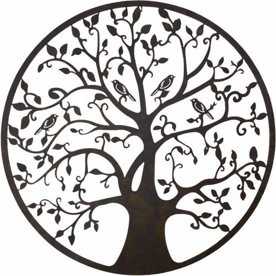 Deco4yourhome® - Levensboom Tree of Life - Wanddecoratie Rond Industrieel Muurdecoratie "geroest" Ø 100 cm