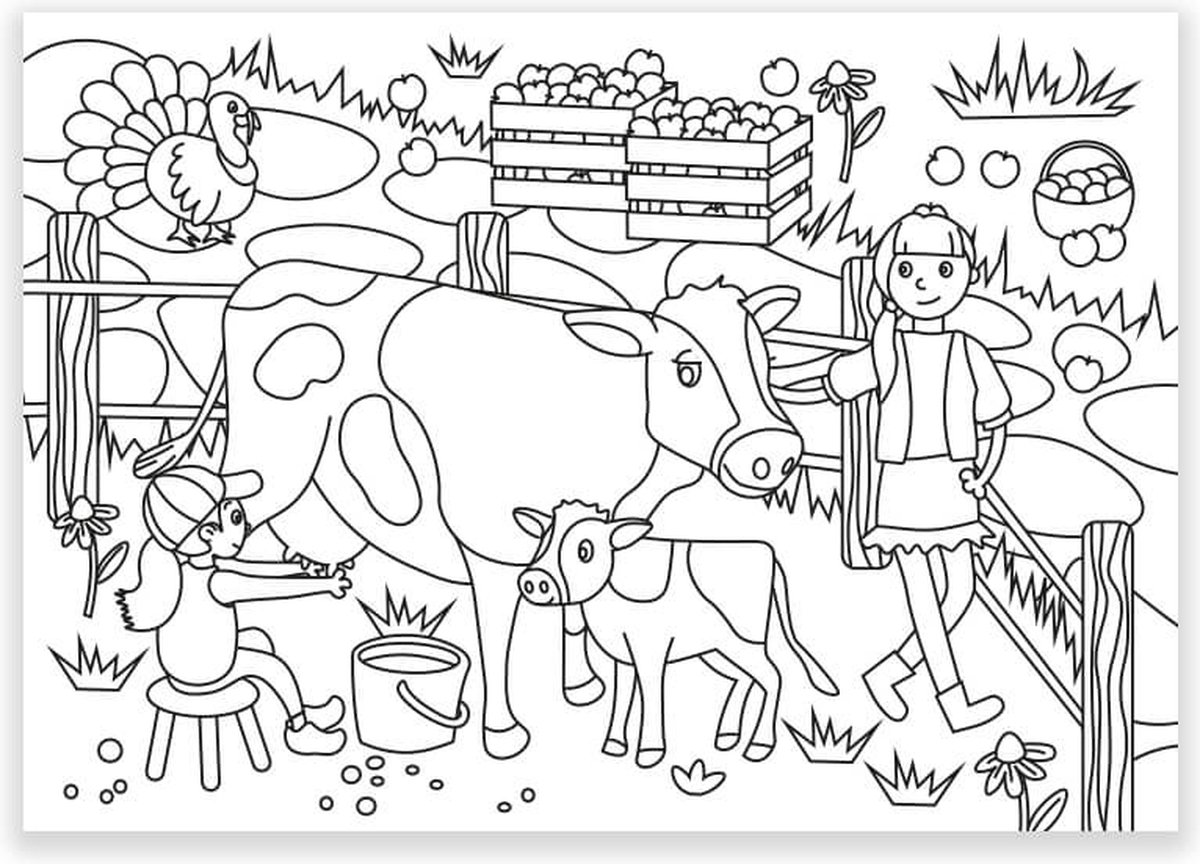 Inkleurkaarten 5x “Op de boerderij”