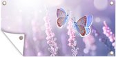 Affiche clôture Papillon - Lavande - Fleurs - 200x100 cm - Toile de jardin