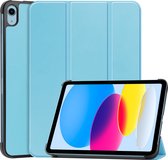 Hoes Geschikt voor iPad 2022 Hoes Book Case Hoesje Trifold Cover - Hoesje Geschikt voor iPad 10 Hoesje Bookcase - Lichtblauw