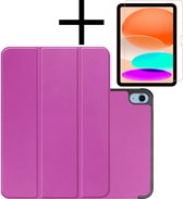 Hoesje Geschikt voor iPad 2022 Hoesje Case Hard Cover Hoes Book Case Met Screenprotector - Paars