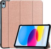 Hoes Geschikt voor iPad 2022 Hoes Book Case Hoesje Trifold Cover - Hoesje Geschikt voor iPad 10 Hoesje Bookcase - Rosé goud