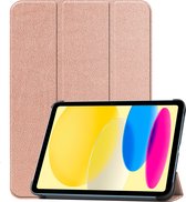 Hoesje Geschikt voor iPad 2022 Hoes Case Tablet Hoesje Tri-fold - Hoes Geschikt voor iPad 10 Hoesje Hard Cover Bookcase Hoes - Rosé goud.