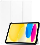 Hoesje Geschikt voor iPad 2022 Hoes Case Tablet Hoesje Tri-fold - Hoes Geschikt voor iPad 10 Hoesje Hard Cover Bookcase Hoes - Wit