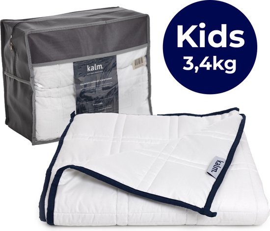 Kalm Verzwaringsdeken Kind 3,4 KG - Weighted blanket - Verzwaarde Deken - Zwaartedeken 150 cm x 100 cm - Biologisch Katoen