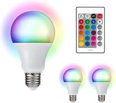 PACK 3 Lampes LED avec télécommande - 16 couleurs + blanc - Dimmable - Grand E27