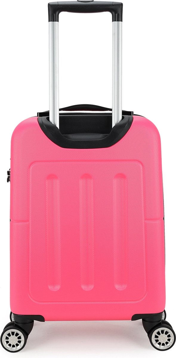 Decent Handbagage Harde Koffer / Trolley / Reiskoffer - 50 x 35 x 20 cm -  Neon-Fix - Roze | bol